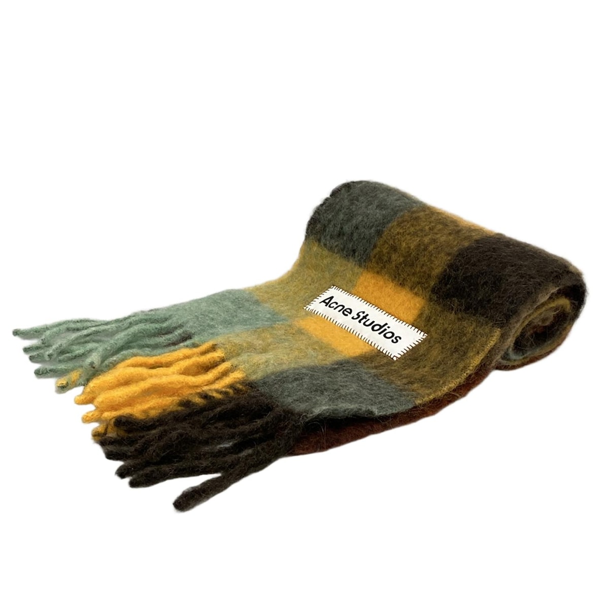 【新着】【中古】ACNE STUDIOS(アクネ ストゥディオズ) マフラー チェック柄 ベージュ×ブラウン×グリーン ウール