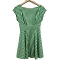 【中古】Kate spade(ケイトスペード) ワンピース ノースリーブ/ひざ丈/チェック柄 グリーン×白