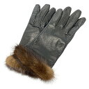 【中古】Sermoneta gloves(セルモネータグローブス) 手袋 黒×ダークブラウン カシミヤ、レザー、ファー