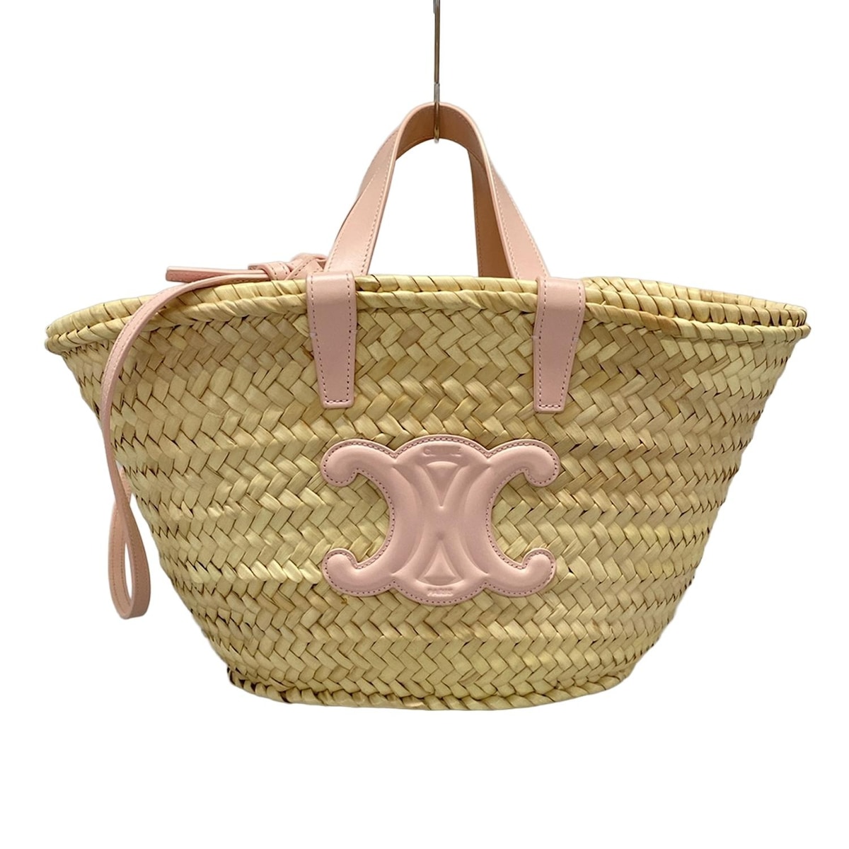 【新着】【中古】CELINE(セリーヌ) ティーン トリオンフ パニエ バスケット トートバッグ かごバッグ ナチュラル×ピンクのサムネイル