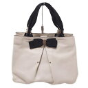 【中古】FERRAGAMO/SalvatoreFerragamo(サルバトーレフェラガモ) ヴァラ トートバッグ アイボリー×黒 レザー