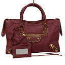 【中古】BALENCIAGA(バレンシアガ) クラシックメタリックエッジシティS ハンドバッグ 2WAY ボルドー レザー(4)