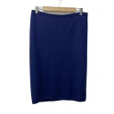 【中古】HANAE MORI(ハナエモリ) スカート ひざ丈/ウエストゴム/秋・冬 ネイビー カシミヤ