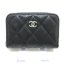 【新着】【中古】CHANEL(シャネル) マトラッセ コインケース シルバー金具/ラウンドファスナー 黒 キャビアスキン