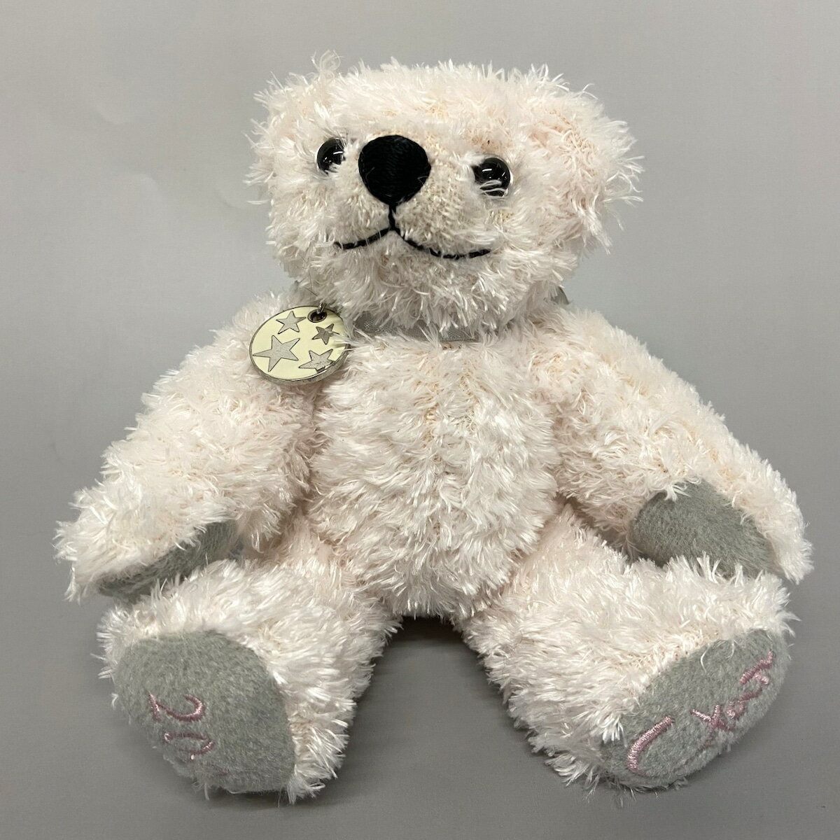 【中古】STAR JEWELRY(スタージュエリー) ぬいぐるみ クマ/2009年/BEAR FOR PEACE ピンク×グレー 化学繊維