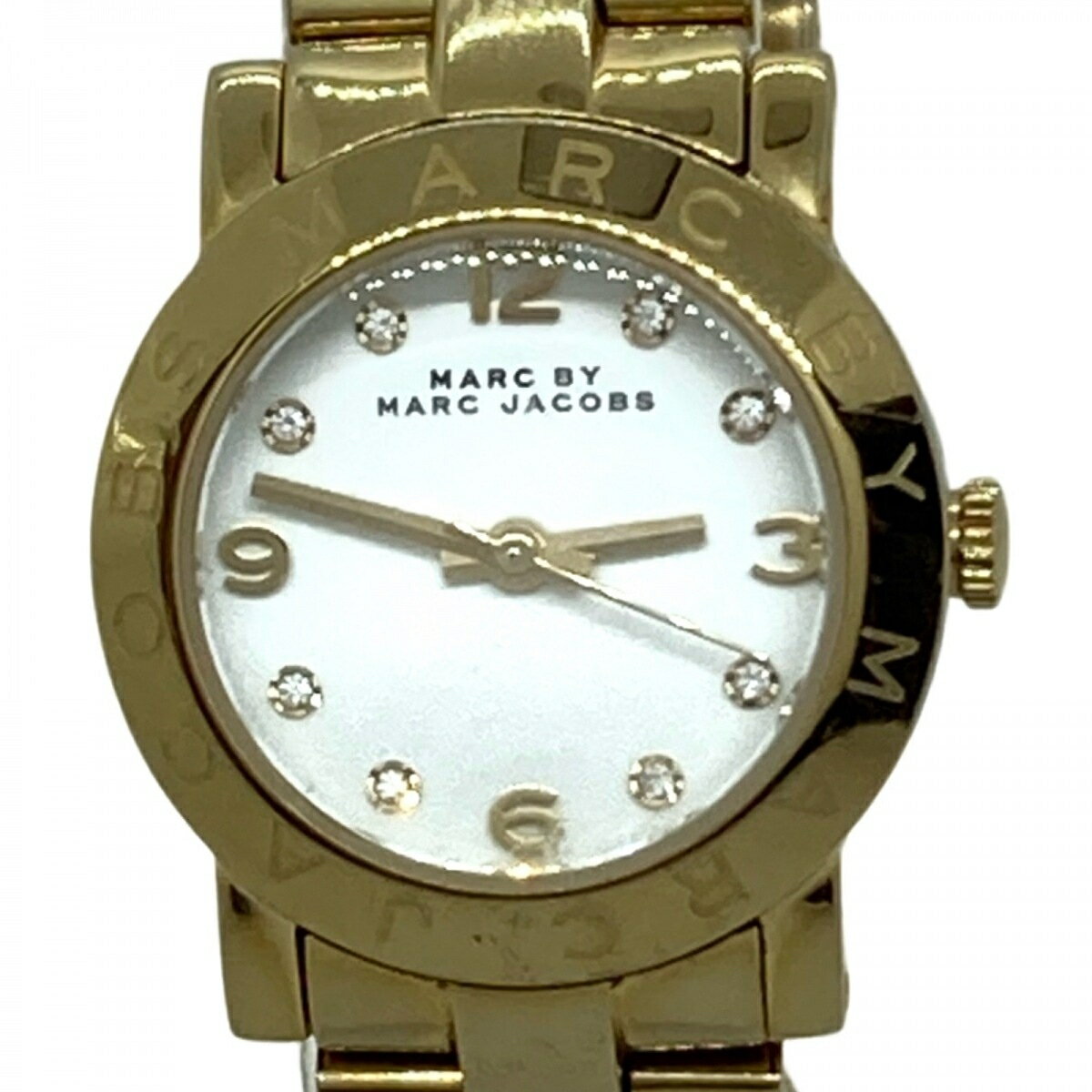 【中古】MARC BY MARC JACOBS(マークバイマークジェイコブス) 腕時計 ラインストーン 白