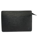 【中古】LOUIS VUITTON(ルイヴィトン) ポシェット・オム セカンドバッグ ノワール×ゴールド金具 レザー(LVロゴの刻印入り)