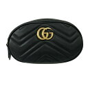 【新着】【中古】GUCCI(グッチ) GGマーモント ウエストポーチ ハート 黒 レザー