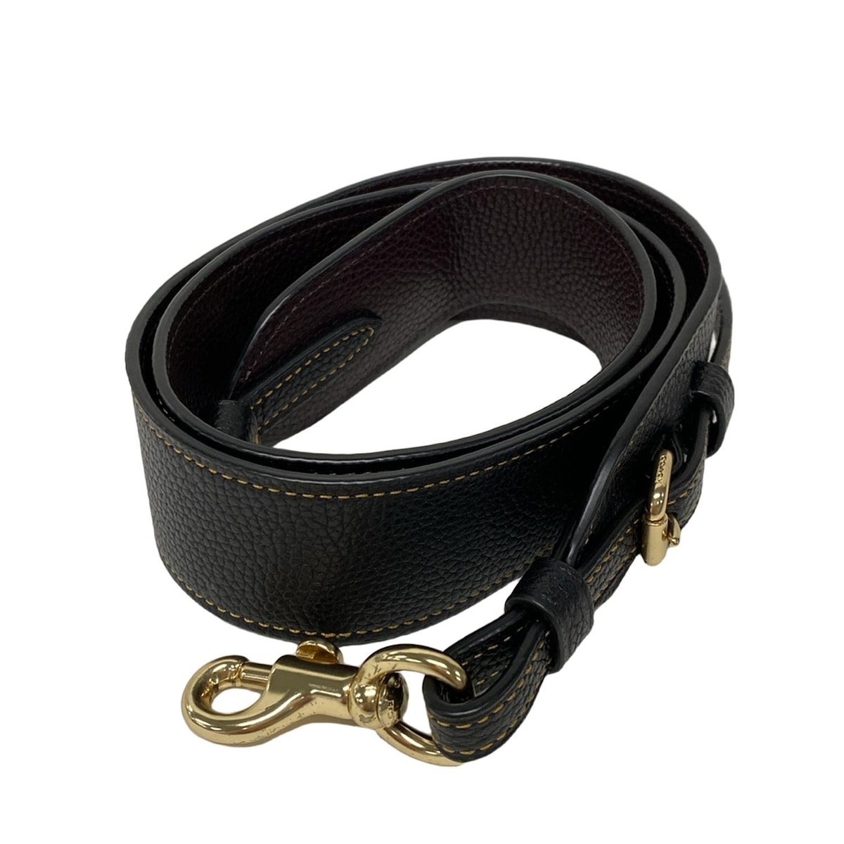 【中古】COACH(コーチ) ショルダーストラップ ダークブラウン×ブラウン レザー