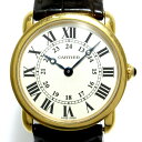 【新着】【中古】Cartier(カルティエ) ロンド ルイ カルティエ 腕時計 K18PG/革ベルト アイボリー