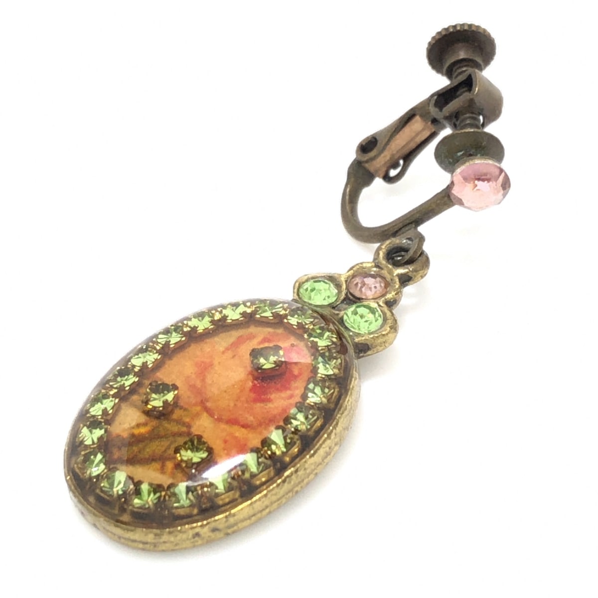 【新着】【中古】Michal Negrin(ミハエルネグリン) イヤリング フラワー/花柄 オレンジ×ライトブラウン×マルチ 金属素材×ラインストーン