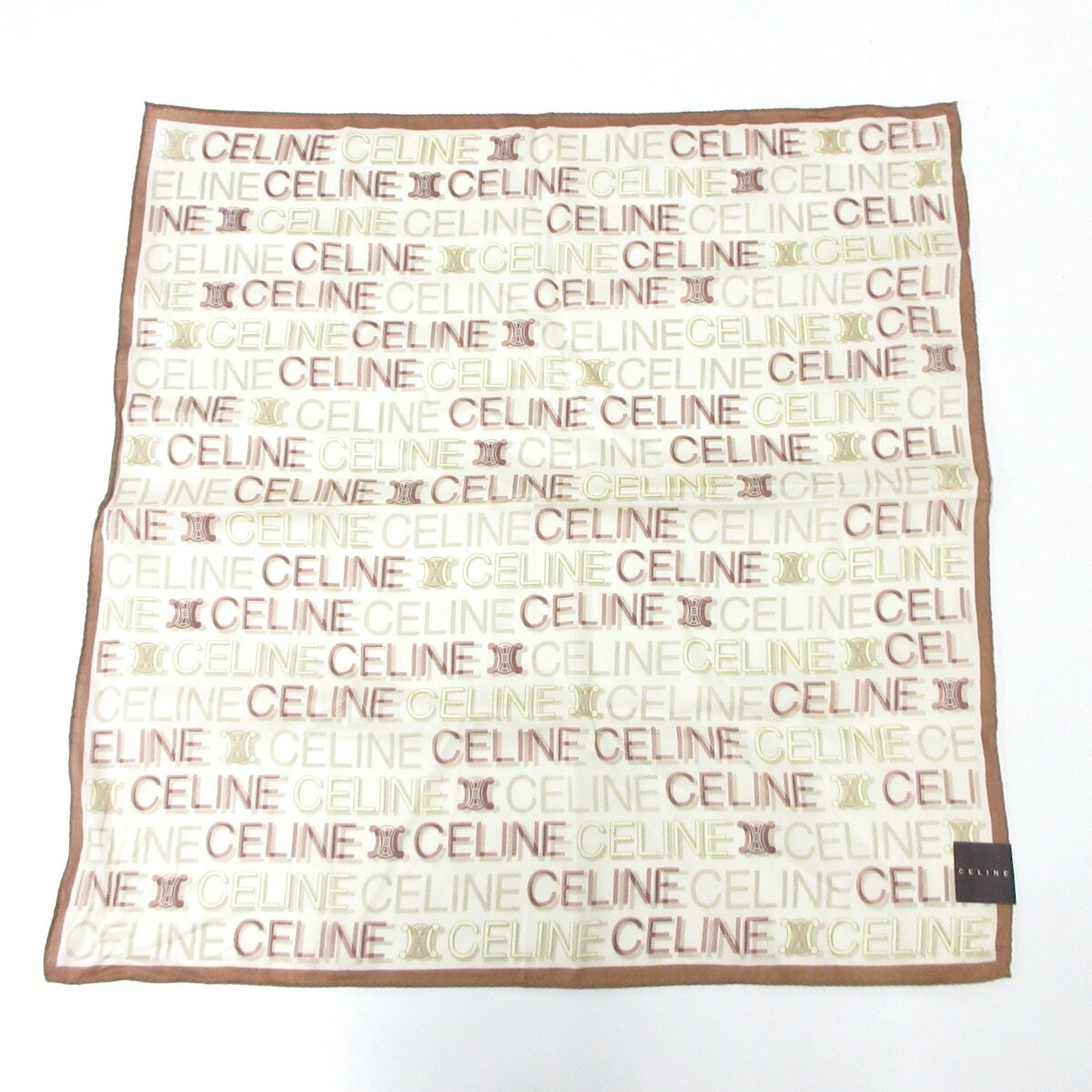 【中古】CELINE(セリーヌ) ハンカチ ベージュ×ブラウン