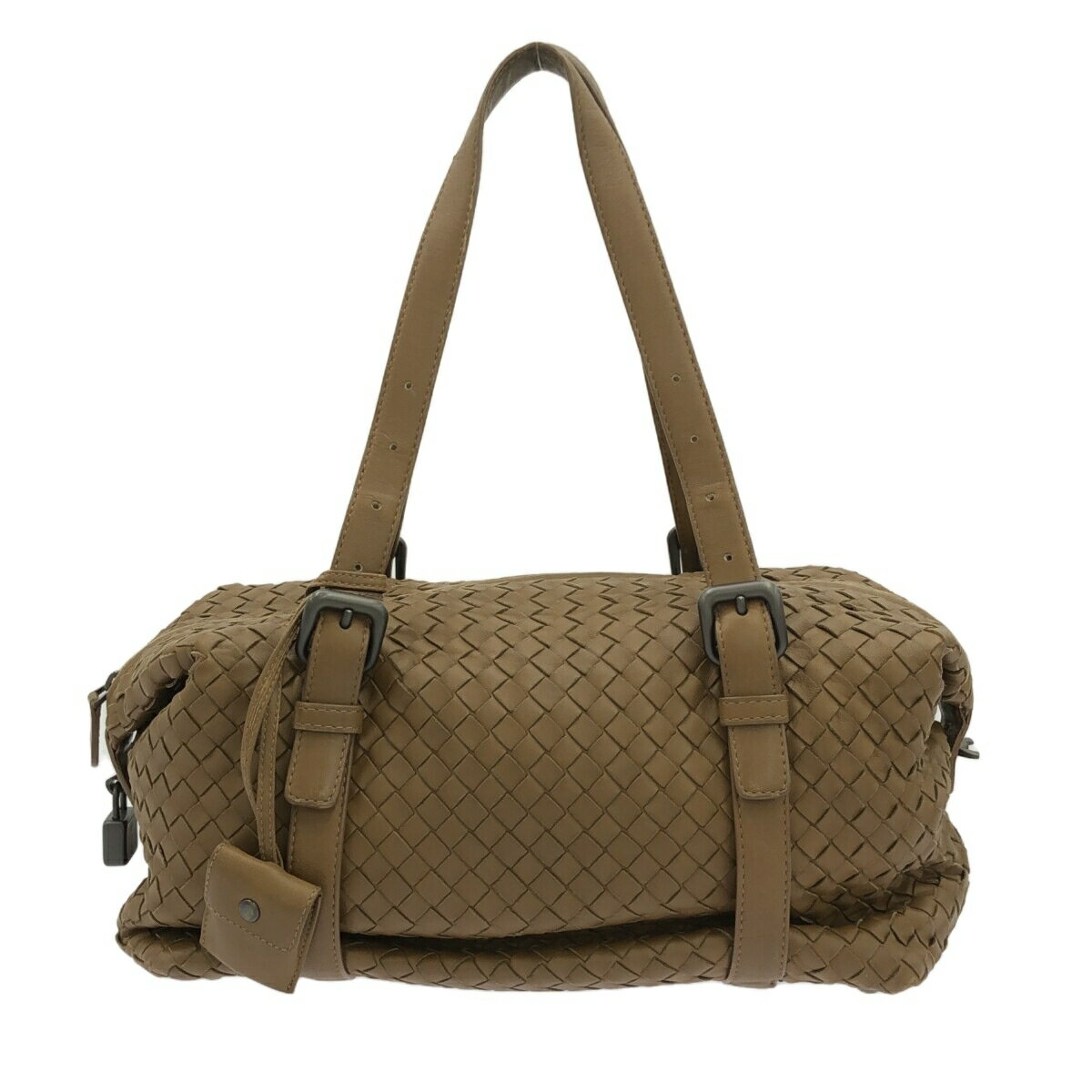 【中古】BOTTEGA VENETA(ボッテガヴェネタ) モンテーニュ/イントレチャート ショルダーバッグ ダークブラウン レザー