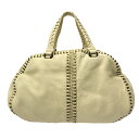 【中古】BOTTEGA VENETA(ボッテガヴェネタ) ハンドバッグ アイボリー×ゴールド レザー