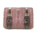 【中古】BURBERRY PRORSUM(バーバリープローサム) クラッチバッグ ボルドー×ダークブラウン ラタン×レザー