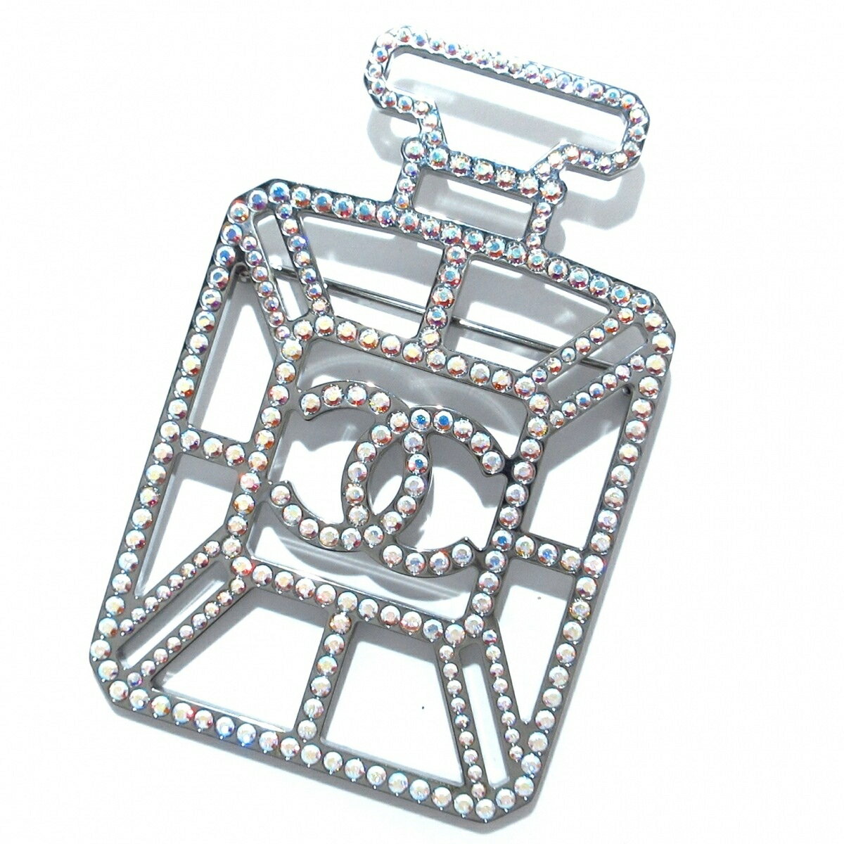 【新着】【中古】CHANEL(シャネル) ブローチ パフューム(香水)モチーフ シルバー×クリア 金属素材×ラインストーンのサムネイル