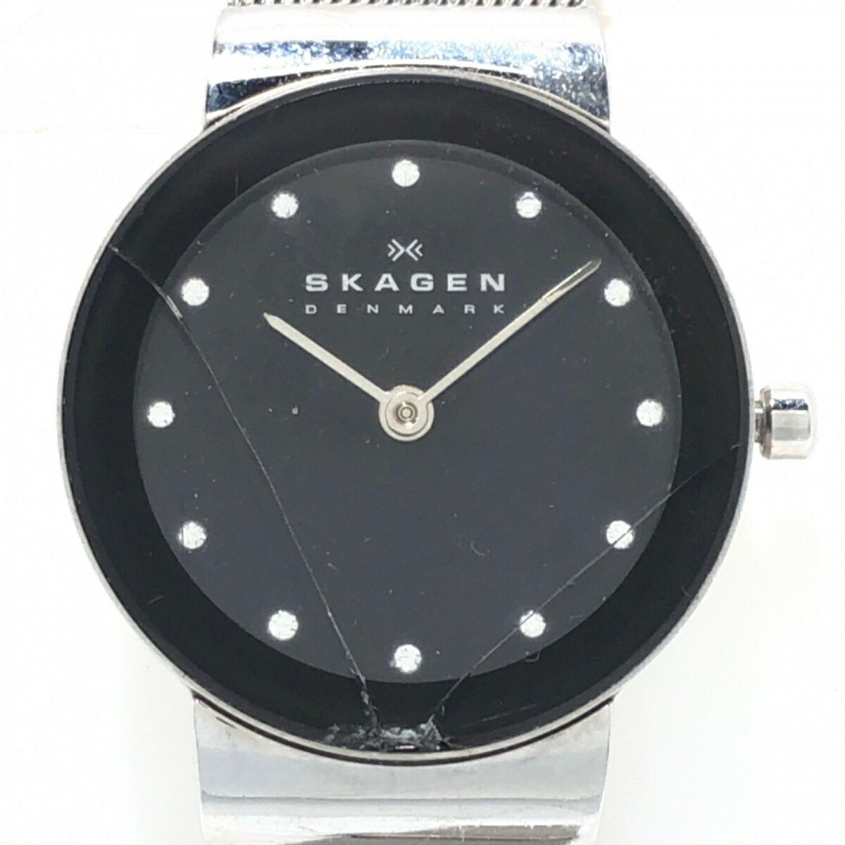 【中古】SKAGEN(スカーゲン) 腕時計 ラインストーン 黒