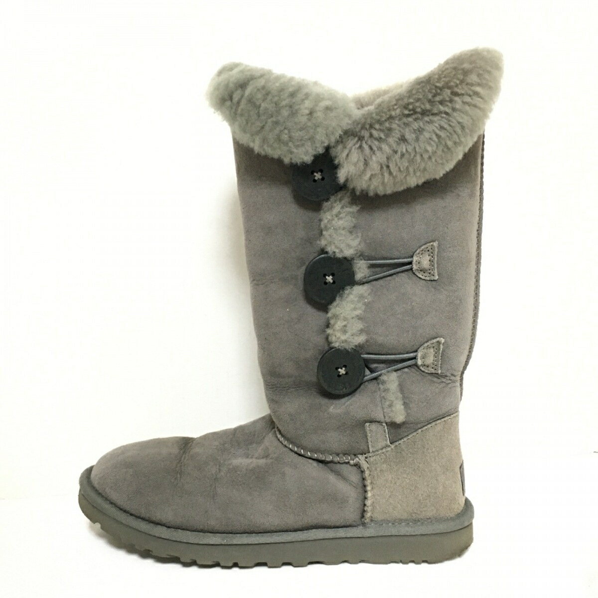 【新着】【中古】UGG(アグ) ベイリーボタン トリプレット ブーツ グレー ムートン