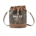 【中古】BALLY(バリー) CLEOH ショルダーバッグ 巾着型 ブラウン×ダークブラウン×白 TPU×レザー