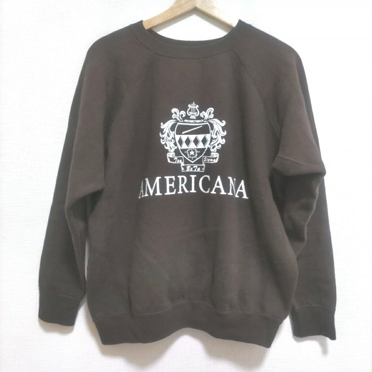 【中古】AMERICANA(アメリカーナ) トレーナー 長袖 ダークブラウン×白 綿