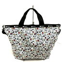 【中古】LESPORTSAC(レスポートサック) DELUXE EASY CARRY TOTE トートバッグ PEANUTS/2way/スヌーピー＆ウッドストック 白×マルチ レスポナイロン