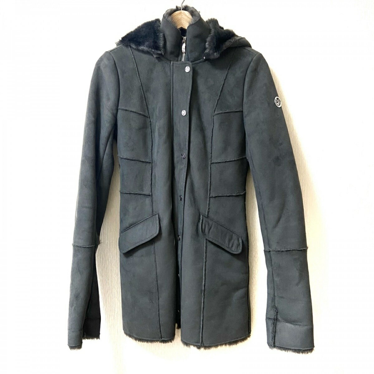 【中古】ARMANIJEANS(アルマーニジーンズ) コート 長袖/ジップアップ/冬 ダークグレー