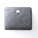 【中古】MARY QUANT(マリークワント) 2つ折り財布 ハート/コスメ/型押し加工/ラウンドファスナー 黒 合皮