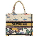 【中古】DIOR/ChristianDior(ディオール/クリスチャンディオール) ブックトートスモールバッグ トートバッグ ディオール シエル ドゥ レーヴ アイボリー×ピンク×マルチ ジャガード