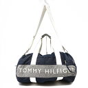 【中古】TOMMY HILFIGER(トミーヒルフィガー) ボストンバッグ 本体ロックなし ダークネイビー×白 デニム×キャンバス