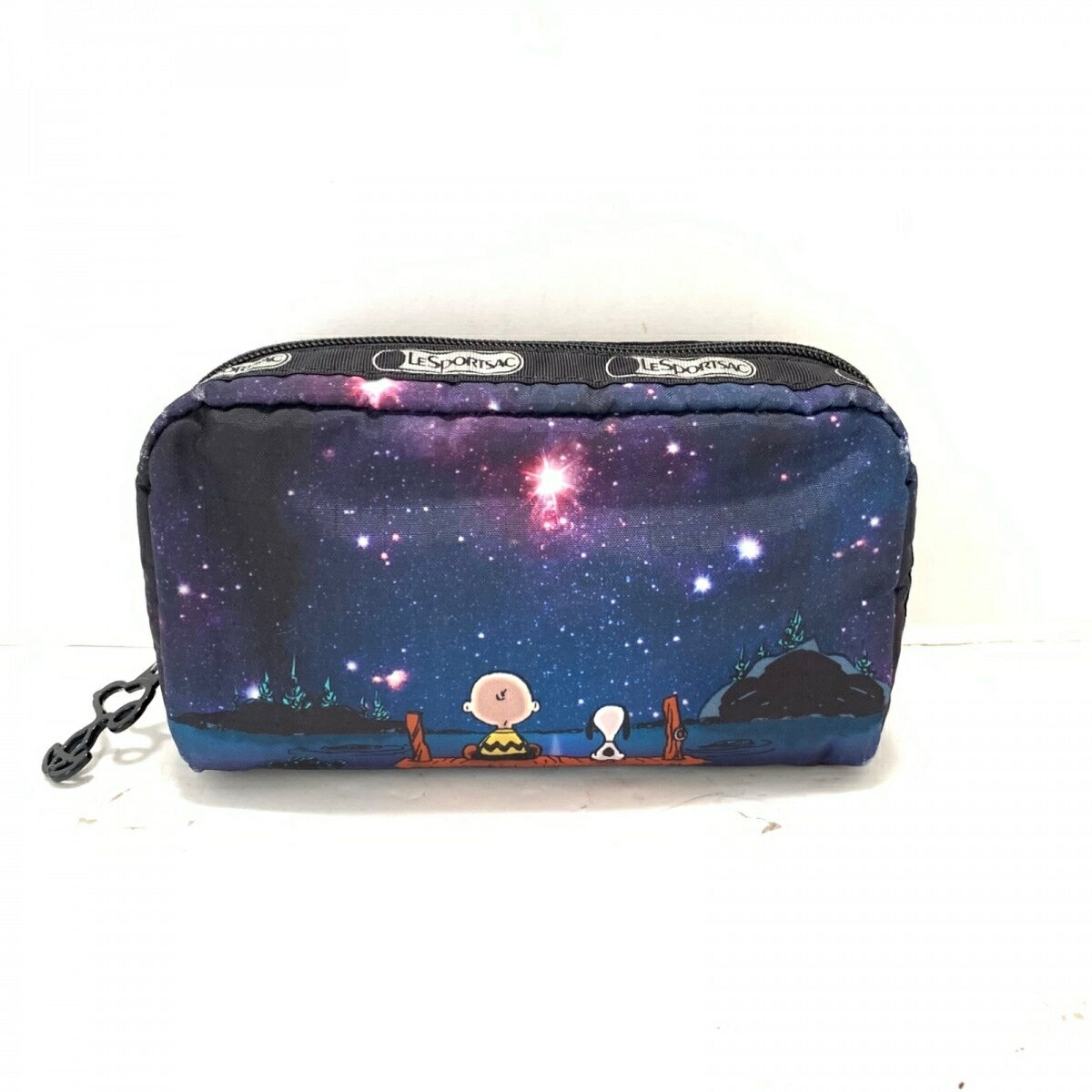 【中古】LESPORTSAC(レスポートサック) ポーチ PEANUTSコラボ パープル×ダークネイビー×マルチ レスポナイロン