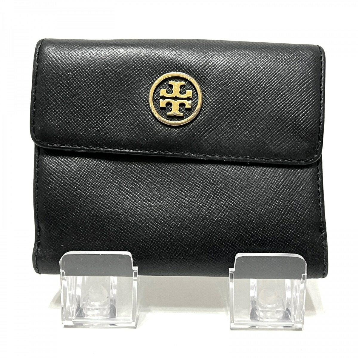 【新着】【中古】TORY BURCH(トリーバーチ) Wホック財布 黒 レザー