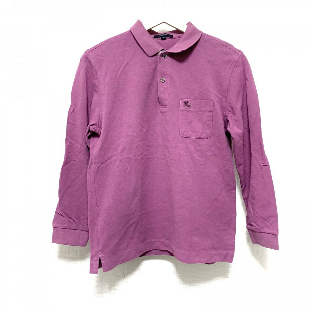 【中古】Burberry LONDON(バーバリーロンドン) 七分袖ポロシャツ ピンクパープル