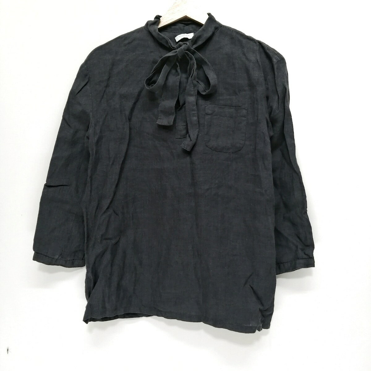 【中古】fog linen work/FLW(フォグリネンワーク) 長袖シャツブラウス 麻/プルオーバー ダークグレー