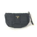 【中古】PRADA(プラダ) リストレット リボン 黒 ナイロン