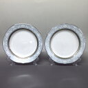 【中古】Noritake(ノリタケ) 食器 プレート×2点 白×シルバー×ライトグレー 陶器