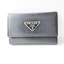 【中古】PRADA(プラダ) キーケース 6連フック 黒 レザー