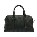 【中古】BOTTEGA VENETA(ボッテガヴェネタ) イントレチャート ハンドバッグ 黒 レザー