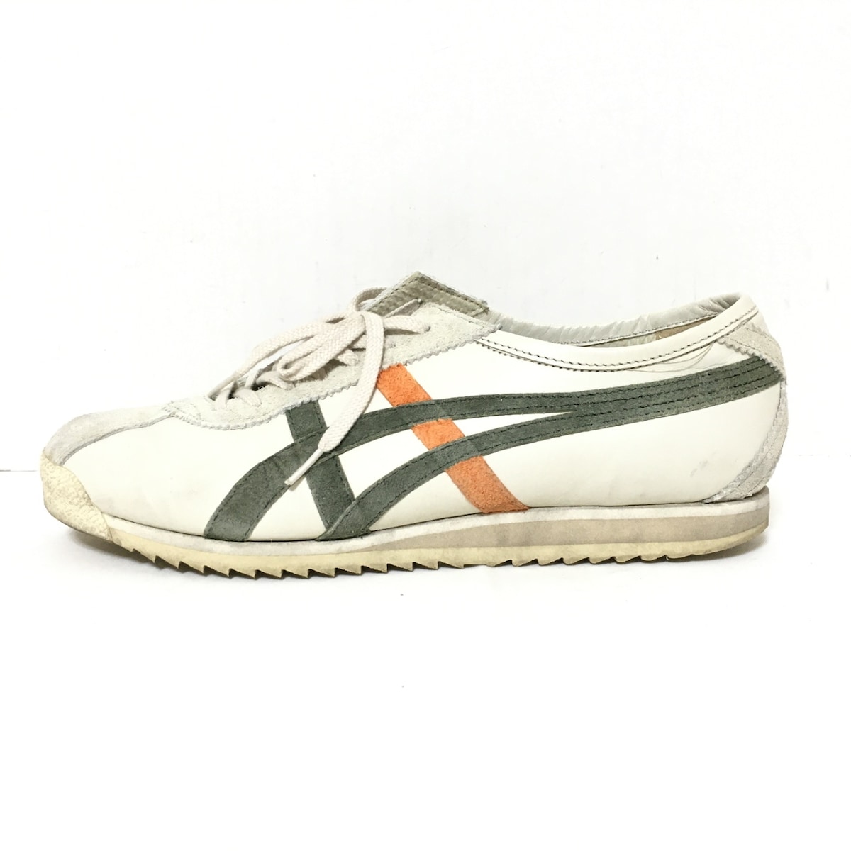 【中古】asics Onitsuka Tiger(アシックス・オニツカタイガー) スニーカー アイボリー×ダークグレー×オレンジ レザー×スエード