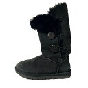 【中古】UGG(アグ) ベイリーボタン トリプレット ブーツ 黒 ムートン