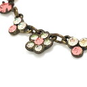 【中古】Michal Negrin(ミハエルネグリン) ネックレス フラワー(花) ブロンズ×ピンク×クリア 金属素材×ラインストーン