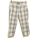 【中古】Burberry Blue Label(バーバリーブルーレーベル) パンツ クロップド(半端丈)/チェック柄 ベージュ×黒×ボルドー