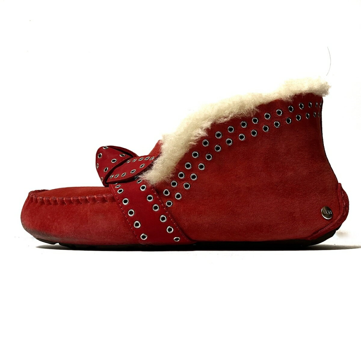 【中古】UGG(アグ) ポーラー ショートブーツ レッド ムートン