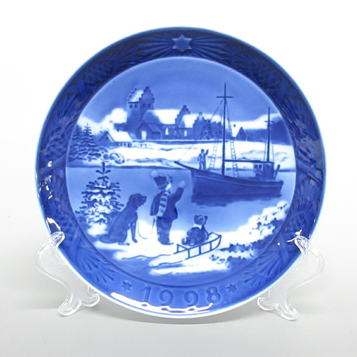 【中古】ROYAL COPENHAGEN(ロイヤルコペンハーゲン) 食器 1998年 イヤープレート ブルー×白 陶器