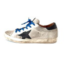 【中古】GOLDEN GOOSE(ゴールデングース) SUPERSTAR スニーカー インソール取外し可 グレー×黒×ブルー スエード×レザー