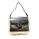 【中古】Chloe(クロエ) アリス ハンドバッグ アイボリー×黒×ベージュ ムートン×レザー