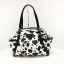 【中古】Kate spade(ケイトスペード) ハンドバッグ ダルメシアン柄 白×黒 ナイロン×レザー