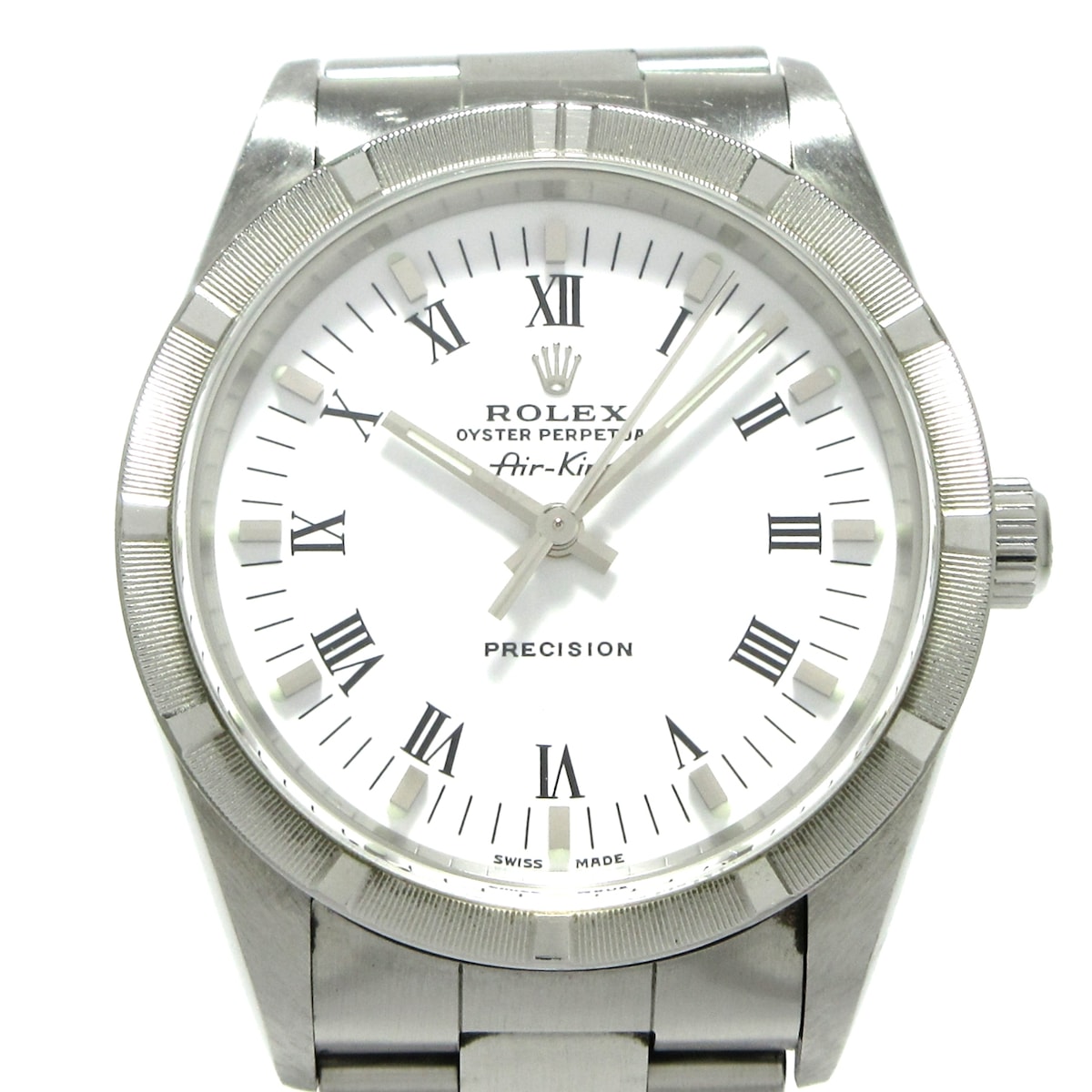 【中古】ROLEX(ロレックス) エアキング 腕時計 SS/エンジンターンドベゼル/10コマ(3コマ落ち) 白