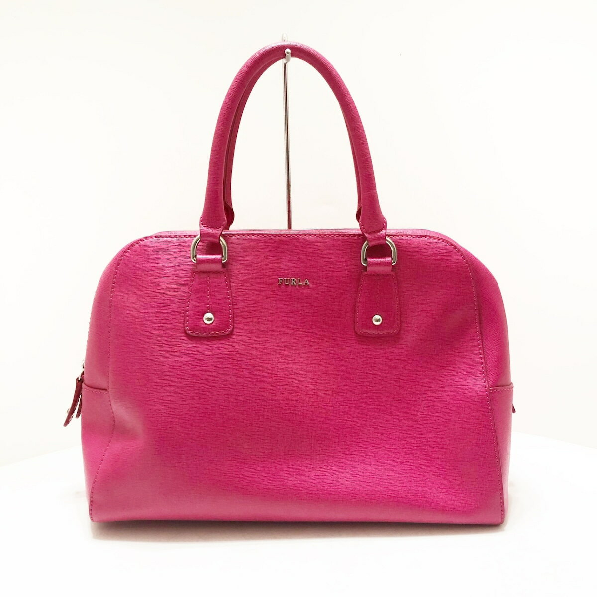 【中古】FURLA(フルラ) ハンドバッグ ピンク レザー