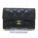 【中古】CHANEL(シャネル) マトラッセ コインケース ゴールド金具 黒 キャビアスキン