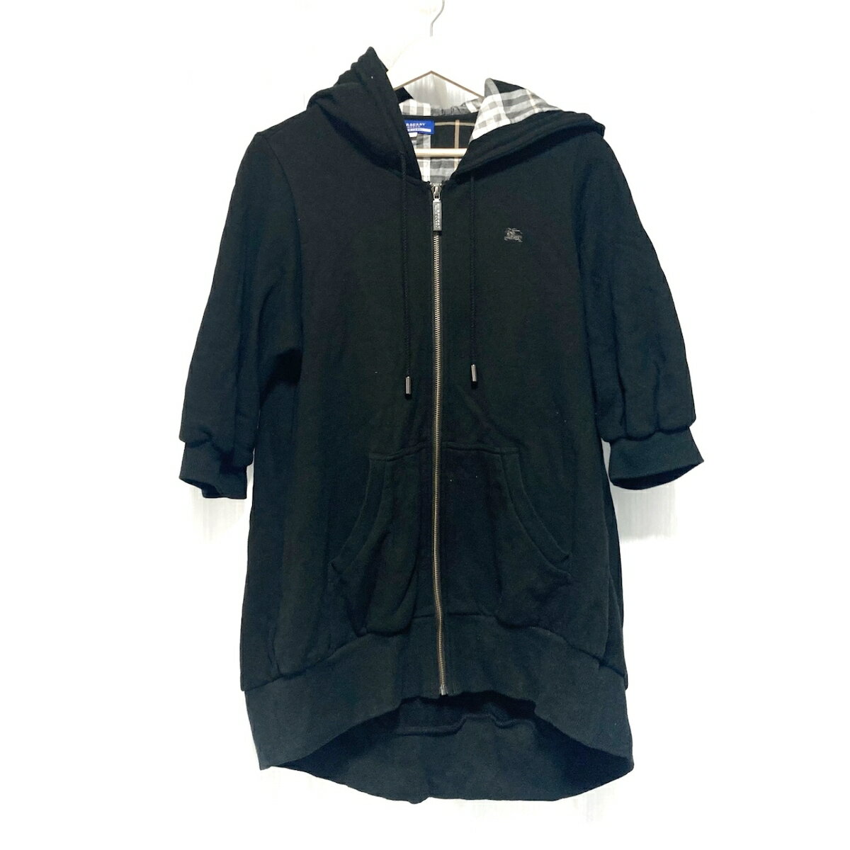 【中古】Burberry Blue Label(バーバリーブルーレーベル) パーカー 七分袖/ジップアップ 黒